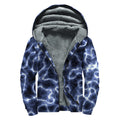 Lightning Chain Print Sherpa Lined Zip Up Hoodie