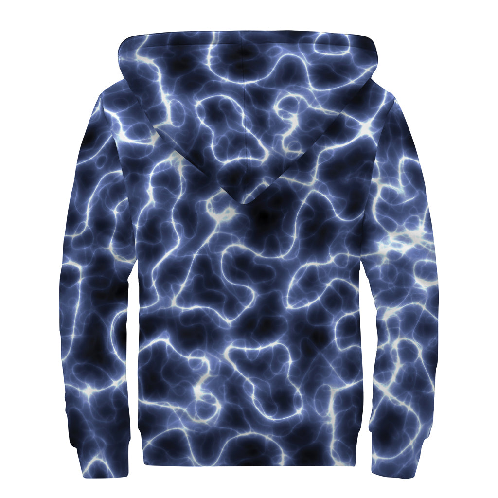Lightning Chain Print Sherpa Lined Zip Up Hoodie