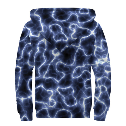 Lightning Chain Print Sherpa Lined Zip Up Hoodie