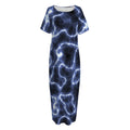 Lightning Chain Print Short Sleeve Long Nightdress