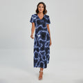 Lightning Chain Print Short Sleeve Maxi Dress
