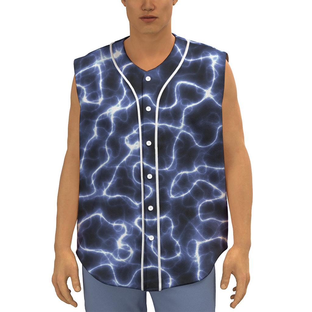 Lightning Chain Print Sleeveless Baseball Jersey