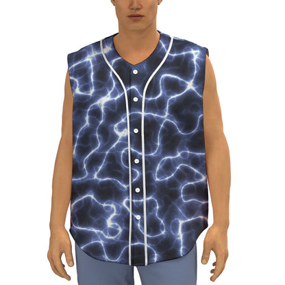 Lightning Chain Print Sleeveless Baseball Jersey