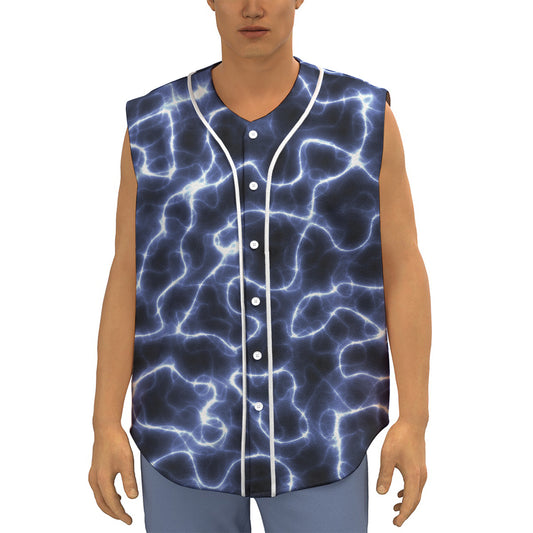 Lightning Chain Print Sleeveless Baseball Jersey