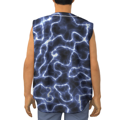 Lightning Chain Print Sleeveless Baseball Jersey