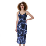 Lightning Chain Print Slim Fit Midi Cami Dress