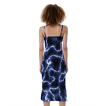 Lightning Chain Print Slim Fit Midi Cami Dress