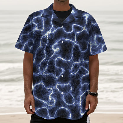Lightning Chain Print Textured Short Sleeve Shirt