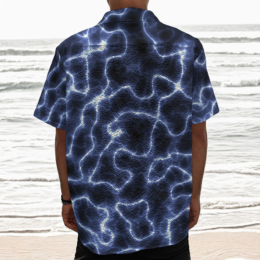 Lightning Chain Print Textured Short Sleeve Shirt