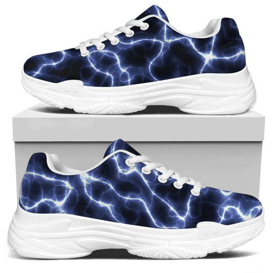 Lightning Chain Print White Chunky Shoes