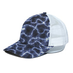 Lightning Chain Print White Mesh Trucker Cap