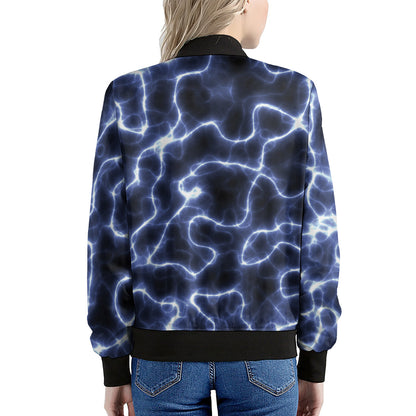 Lightning Chain Print Women's Bomber Jacket