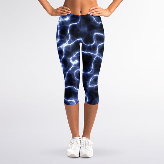 Lightning Chain Print Women's Capri Leggings