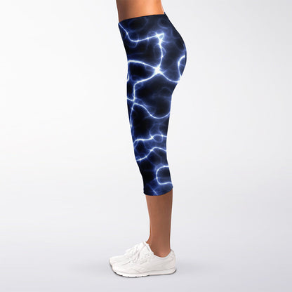 Lightning Chain Print Women's Capri Leggings