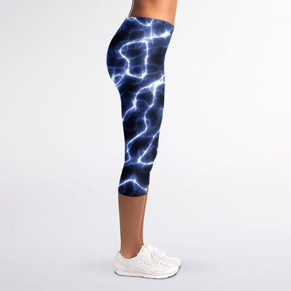 Lightning Chain Print Women's Capri Leggings