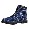 Lightning Chain Print Padded Collar Lace Up Boots