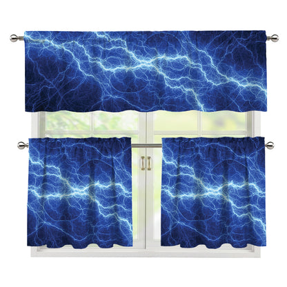 Lightning Plasma Print 3 Piece Kitchen Curtains