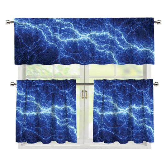 Lightning Plasma Print 3 Piece Kitchen Curtains