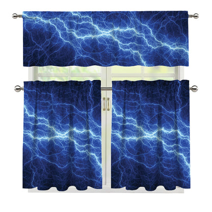 Lightning Plasma Print 3 Piece Kitchen Curtains