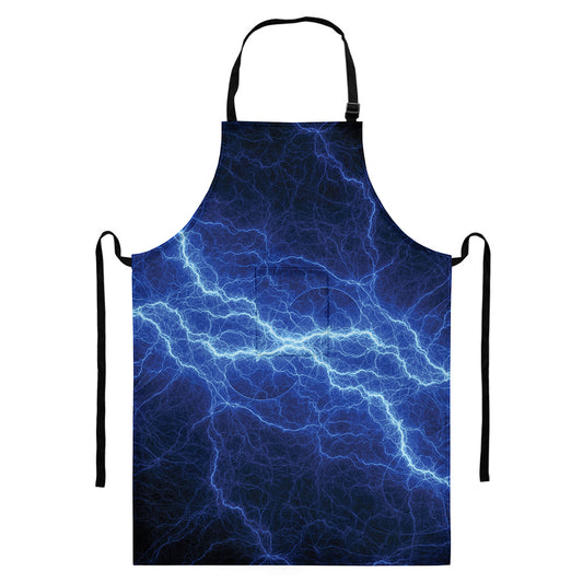 Lightning Plasma Print Bib Apron With Pocket