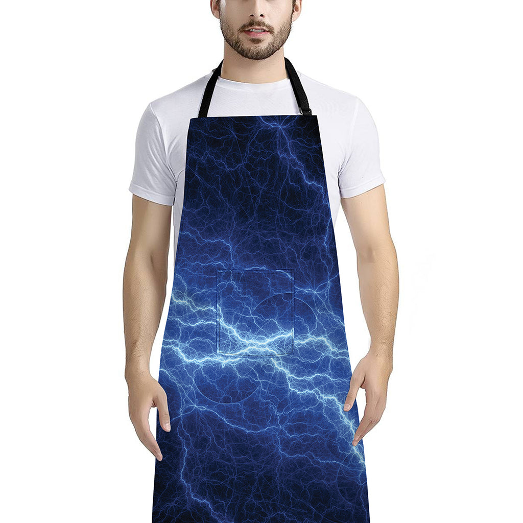 Lightning Plasma Print Bib Apron With Pocket