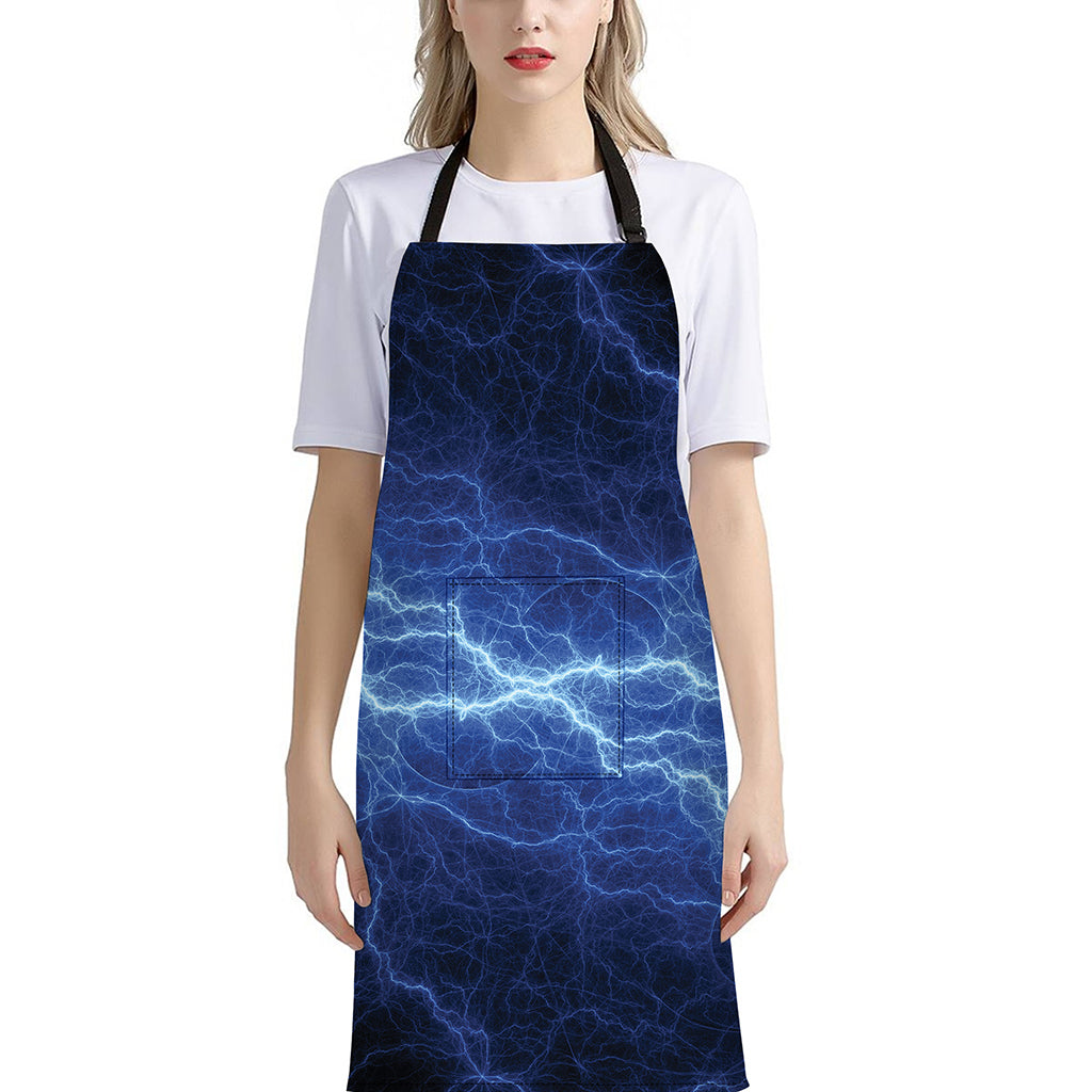 Lightning Plasma Print Bib Apron With Pocket