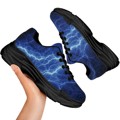 Lightning Plasma Print Black Chunky Shoes