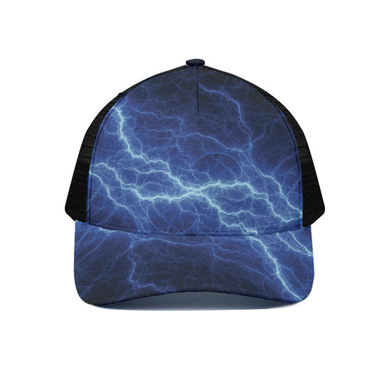 Lightning Plasma Print Black Mesh Trucker Cap