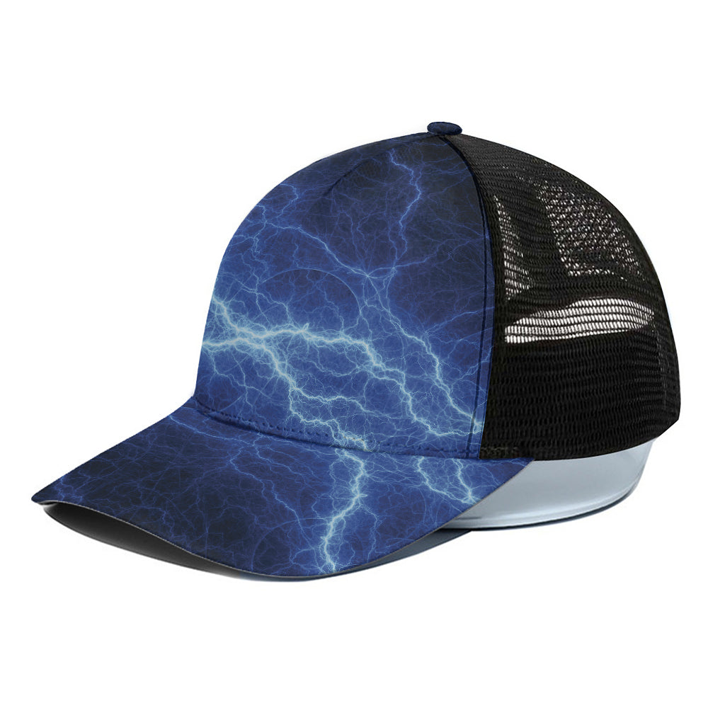 Lightning Plasma Print Black Mesh Trucker Cap