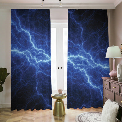 Lightning Plasma Print Blackout Pencil Pleat Curtains