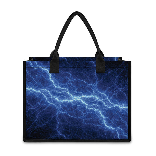 Lightning Plasma Print Canvas Tote Bag