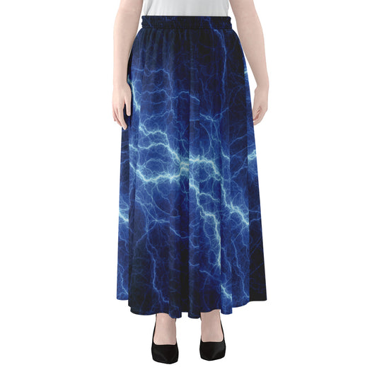 Lightning Plasma Print Chiffon Maxi Skirt