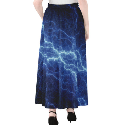 Lightning Plasma Print Chiffon Maxi Skirt