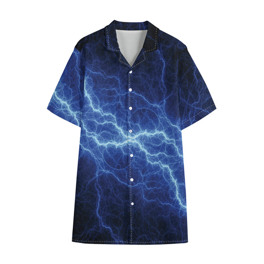 Lightning Plasma Print Cotton Hawaiian Shirt