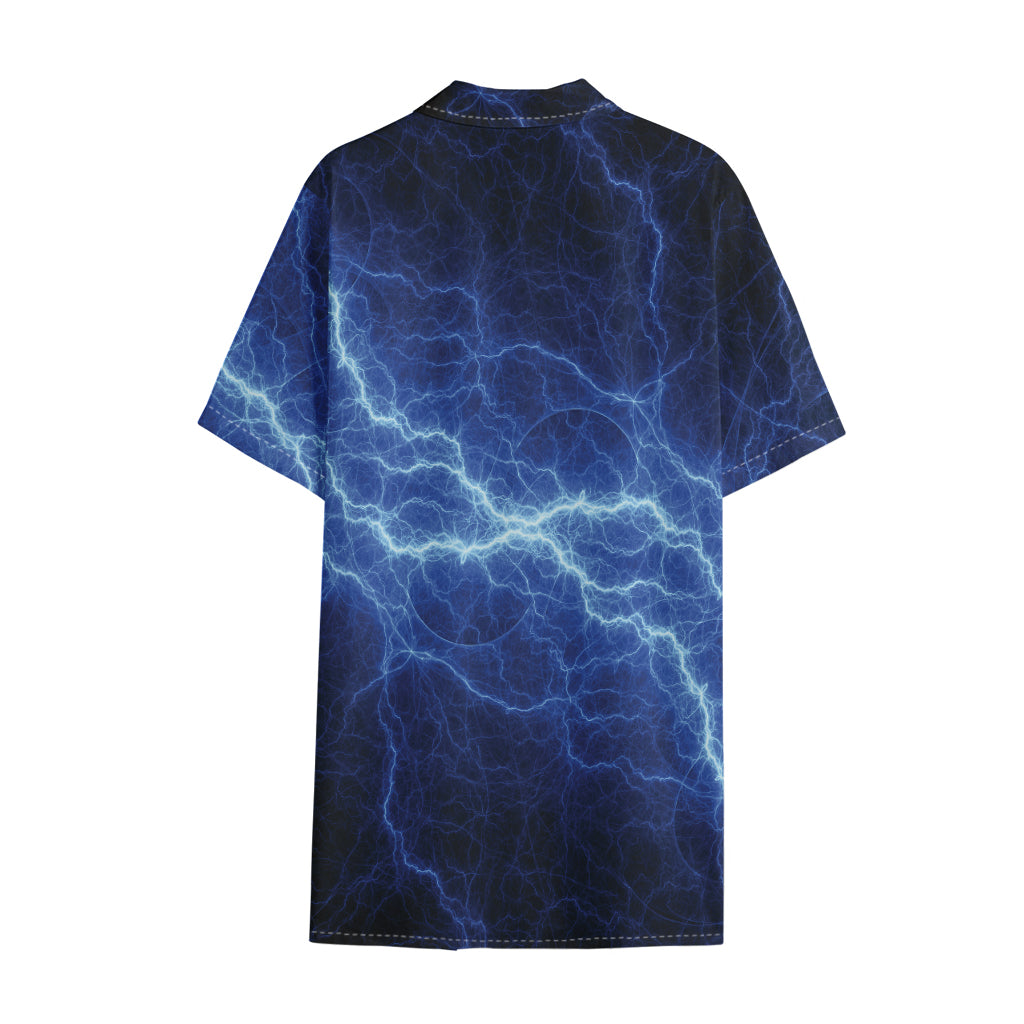 Lightning Plasma Print Cotton Hawaiian Shirt