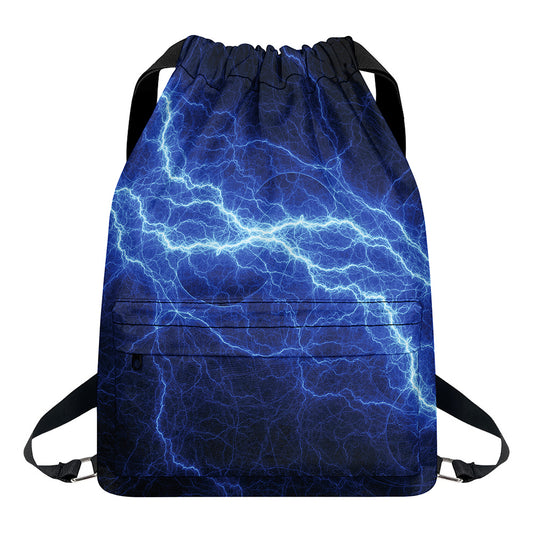 Lightning Plasma Print Drawstring Backpack