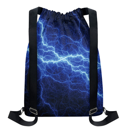 Lightning Plasma Print Drawstring Backpack