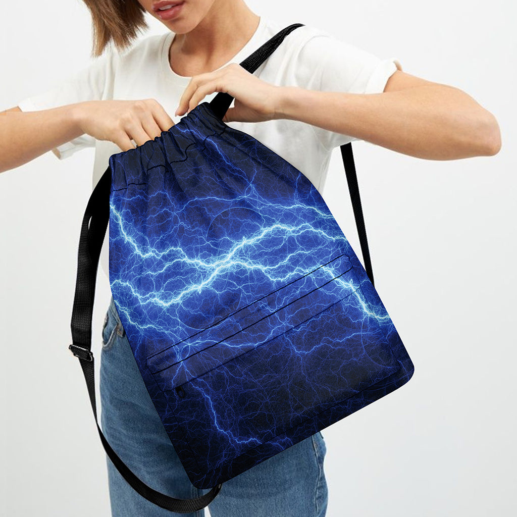 Lightning Plasma Print Drawstring Backpack