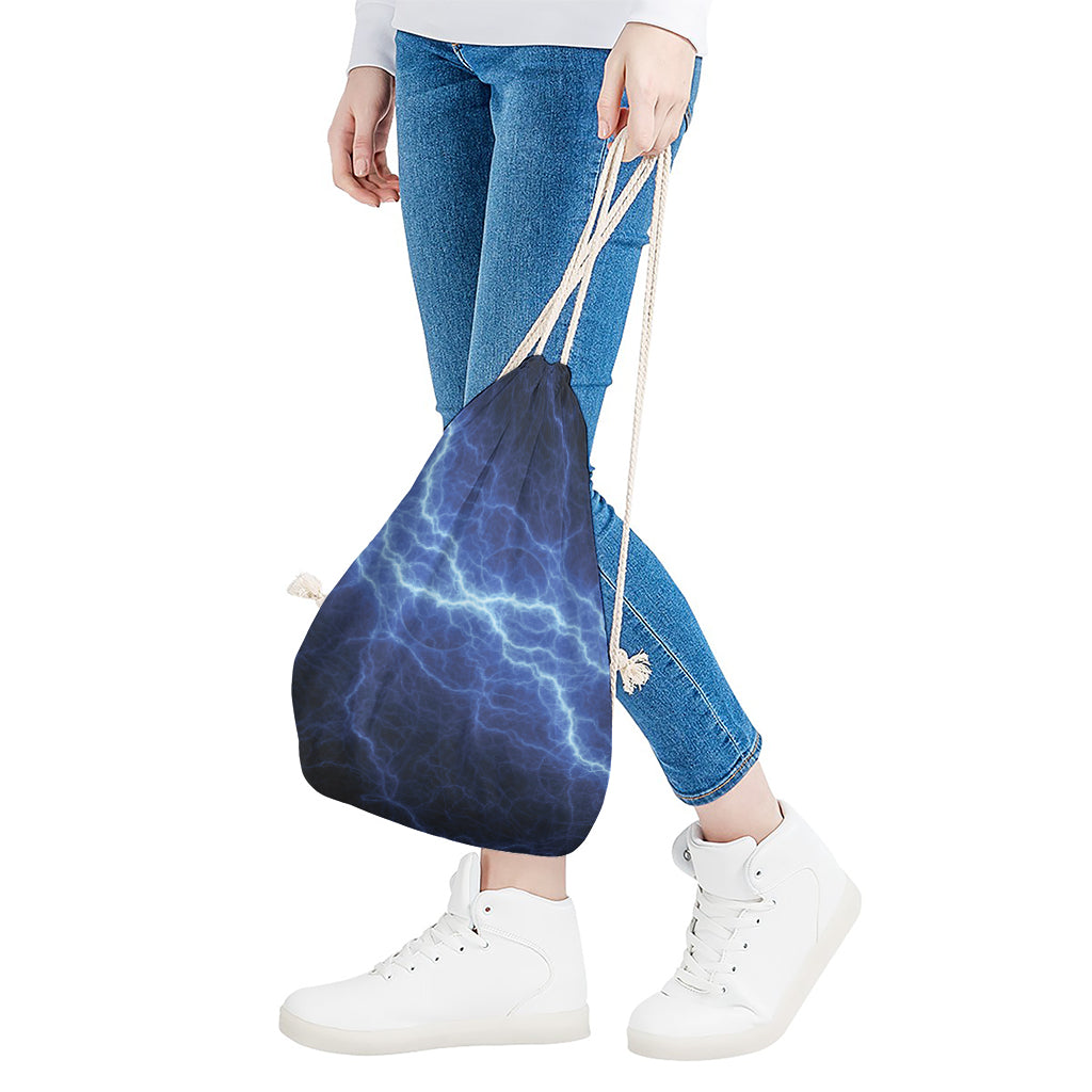 Lightning Plasma Print Drawstring Bag