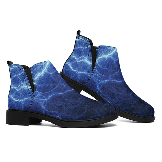 Lightning Plasma Print Flat Ankle Boots