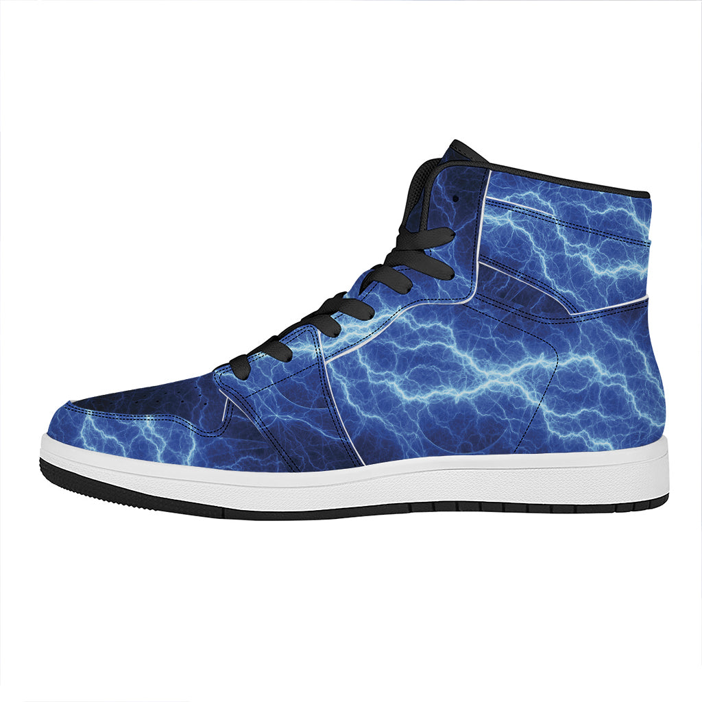 Lightning Plasma Print High Top Leather Sneakers