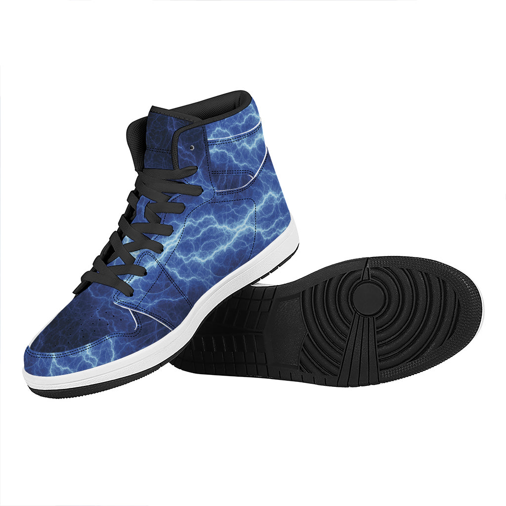 Lightning Plasma Print High Top Leather Sneakers