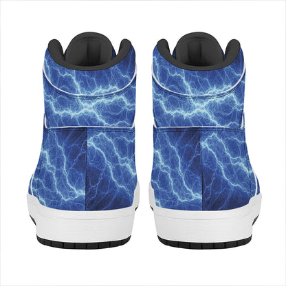 Lightning Plasma Print High Top Leather Sneakers