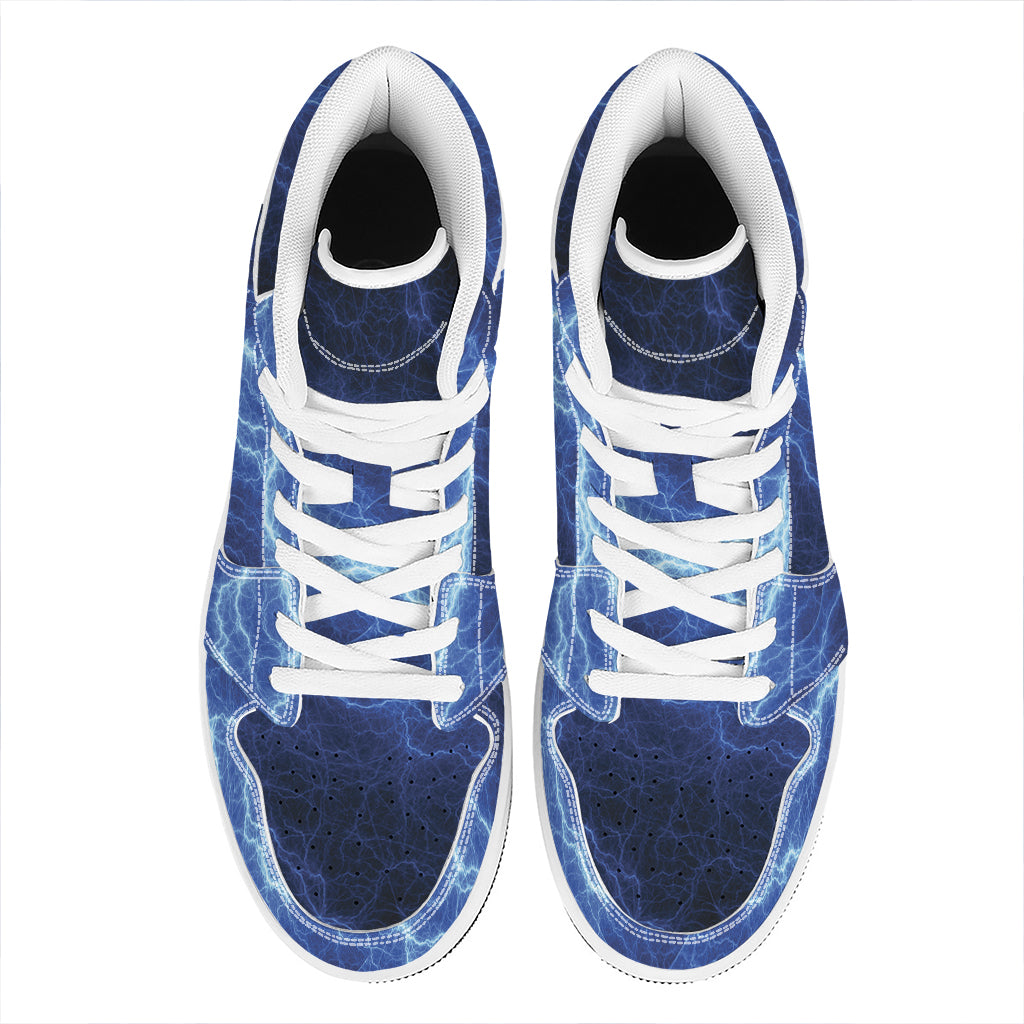 Lightning Plasma Print High Top Leather Sneakers