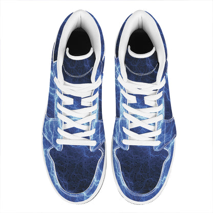 Lightning Plasma Print High Top Leather Sneakers