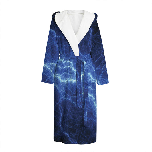 Lightning Plasma Print Hooded Bathrobe