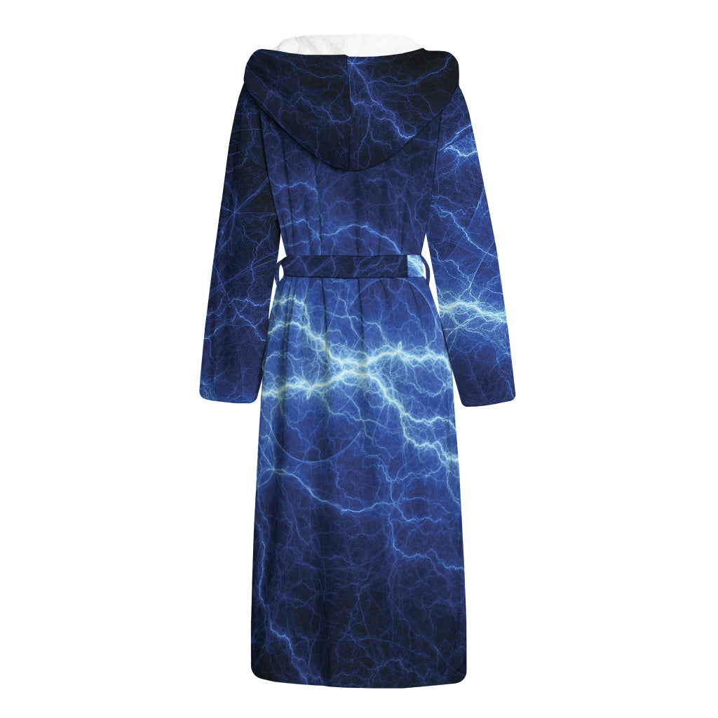 Lightning Plasma Print Hooded Bathrobe
