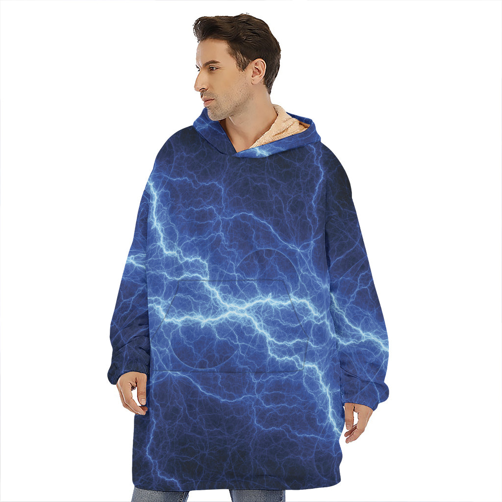 Lightning Plasma Print Hoodie Blanket