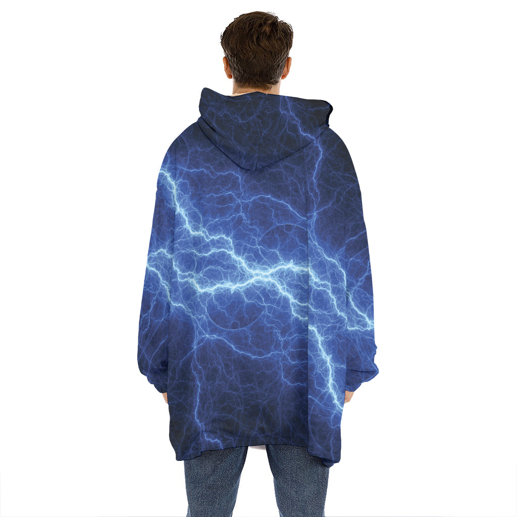 Lightning Plasma Print Hoodie Blanket