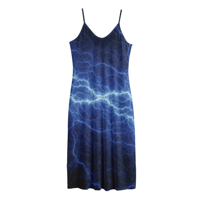 Lightning Plasma Print Jersey Midi Cami Dress